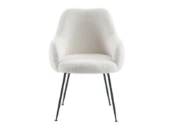 Lot De 2 Chaises Avec Accoudoirs En Tissu Bouclette Et Métal - Blanc - TOYBA -Mobilia Boutique chaise 18376601