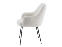 Lot De 2 Chaises Avec Accoudoirs En Tissu Bouclette Et Métal - Blanc - TOYBA -Mobilia Boutique chaise 18376603