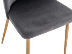 Lot De 6 Chaises En Velours Et Métal Effet Bois - Gris - MINAGRI -Mobilia Boutique chaise 18456149