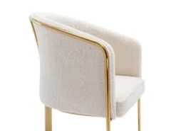 Chaise Avec Accoudoirs En Tissu Bouclette Et Métal - Blanc Et Doré - JOSETHE De Pascal MORABITO -Mobilia Boutique chaise 18480071