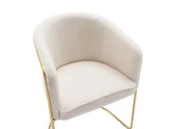Chaise Avec Accoudoirs En Tissu Bouclette Et Métal - Blanc Et Doré - JOSETHE De Pascal MORABITO -Mobilia Boutique chaise 18480085