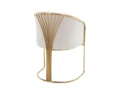 Chaise Avec Accoudoirs En Tissu Bouclette Et Métal - Blanc Et Doré - JOSETHE De Pascal MORABITO -Mobilia Boutique chaise 18480095