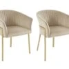 Lot De 2 Chaises Avec Accoudoirs En Velours Et Métal Doré - Beige - ZAOVA De Pascal MORABITO -Mobilia Boutique chaise 18483083