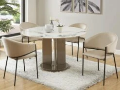 Lot De 6 Chaises Avec Accoudoirs En Velours Et Métal Noir - Beige - ORDIDA De Pascal MORABITO -Mobilia Boutique chaise 18607959