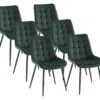 Lot De 6 Chaises Matelassées - Velours Et Métal Noir - Vert - OLLUA -Mobilia Boutique chaise 18818507