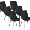 Lot De 6 Chaises Matelassées - Velours Et Métal Noir - Noir - OLLUA -Mobilia Boutique chaise 18818509