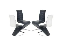 Lot De 4 Chaises Design En Cuir Synthétique 45 X 58 X 99 Cm - Noir