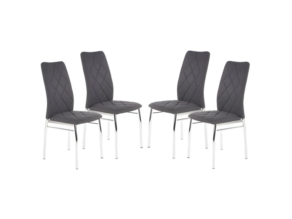 Lot De 4 Chaises En Tissu 43 X 57 X 97 Cm - Gris Foncé 3 Lot De 4 Chaises En Tissu 43 X 57 X 97 Cm - Gris Foncé