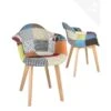 KAYELLES Lot De 2 Fauteuils Tissu Patchwork Scandinave LIMA (patchwork) -Mobilia Boutique chaise 19332447