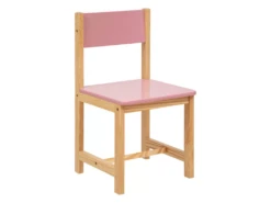 Chaise Pour Chambre D'enfant En MDF/pin Coloris Rose/naturel - L. 29 X P. 29 X H. 54.5 Cm
