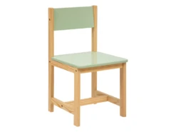 Chaise Pour Chambre D'enfant En MDF/pin Coloris Vert/naturel - L. 29 X P. 29 X H. 54.5 Cm
