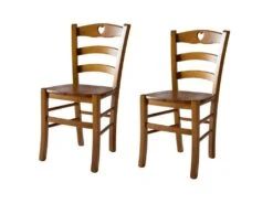 Lot De 2 Chaises Rustiques ChĂȘne N°1 - PISA - L 45.5 X L 42.5 X H 88 Cm
