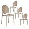 GLOW - Lot De 4 Chaises Médaillon Empilables PP Taupe -Mobilia Boutique chaise 19792593
