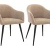Lot De 2 Chaises BIBO - Avec Accoudoirs - Effet Velours & Métal - Beige -Mobilia Boutique chaise 19826817
