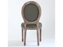 Lot De 2 Chaises Médaillon Louis XVI Tissu Gris -Mobilia Boutique chaise 20010203