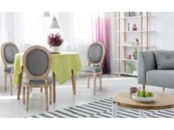 Lot De 20 Chaises De Style Médaillon Louis XVI Tissu Gris Clair -Mobilia Boutique chaise 20010233