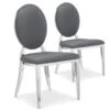 Lot De 2 Chaises Médaillon Sofia Simili Gris -Mobilia Boutique chaise 20010245