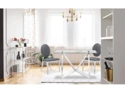 Lot De 2 Chaises Médaillon Sofia Simili Gris -Mobilia Boutique chaise 20010253