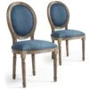 Lot De 2 Chaises De Style Médaillon Louis XVI Tissu Bleu -Mobilia Boutique chaise 20010281