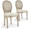 Lot De 20 Chaises De Style Médaillon Louis XVI Tissu Beige -Mobilia Boutique chaise 20010309