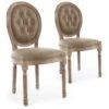 Lot De 2 Chaises De Style Médaillon Louis XVI Bois Patiné & Simili Capitonné Taupe -Mobilia Boutique chaise 20010329