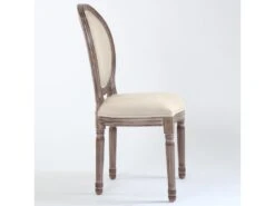 Lot De 2 Chaises Médaillon Louis XVI Tissu Beige -Mobilia Boutique chaise 20010373