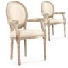 Lot De 2 Chaises Médaillon Louis XVI Cosy Tissu Beige 1 Lot De 2 Chaises Médaillon Louis XVI Cosy Tissu Beige -Mobilia Boutique chaise 20010379