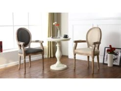 Lot De 2 Chaises Médaillon Louis XVI Cosy Tissu Beige -Mobilia Boutique chaise 20010383