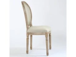 Lot De 2 Chaises De Style Médaillon Louis XVI Tissu Beige -Mobilia Boutique chaise 20010409