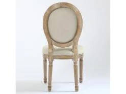 Lot De 2 Chaises De Style Médaillon Louis XVI Tissu Beige -Mobilia Boutique chaise 20010413