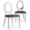 Lot De 2 Chaises Sonia Métal Argent Et Simili Noir -Mobilia Boutique chaise 20010415