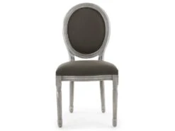 Lot De 2 Chaises De Style Médaillon Louis XVI Bois Gris Patiné & Tissu Gris -Mobilia Boutique chaise 20010427