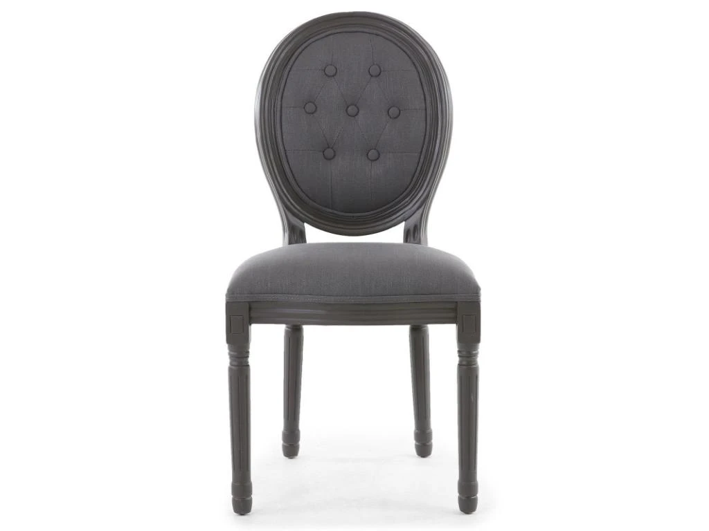 Lot De 2 Chaises De Style Médaillon Louis XVI Bois Gris & Tissu Capitonné Gris 4 Lot De 2 Chaises De Style Médaillon Louis XVI Bois Gris & Tissu Capitonné Gris – Image 2