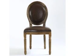 Lot De 2 Chaises De Style Médaillon Louis XVI Simili (P.U) Marron Bois Patiné Or -Mobilia Boutique chaise 20010459