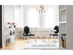 Lot De 2 Chaises Médaillon Sofia Simili Noir -Mobilia Boutique chaise 20010475