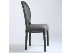 Lot De 2 Chaises De Style Médaillon Louis XVI Gris Tissu Gris -Mobilia Boutique chaise 20010501