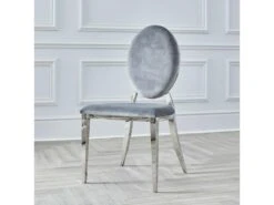Lot De 2 Chaises Médaillon Pied Acier Era - Couleurs - Velours Gris