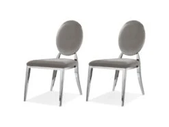 Lot De 2 Chaises Médaillon Pied Acier Era - Couleurs - Velours Taupe -Mobilia Boutique chaise 20020073