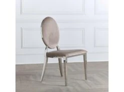 Lot De 2 Chaises Médaillon Pied Acier Era - Couleurs - Velours Taupe -Mobilia Boutique chaise 20020075