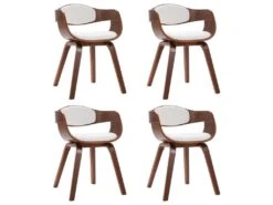 Lot De 4 Chaises De Salle à Manger Cuisine Design Intemporel Bois Courbé Et Synthétique CDS021321