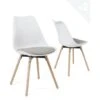 Lot De 2 Chaises Scandinaves Coussin Pieds Bois MIA (blanc Gris) -Mobilia Boutique chaise 20121733