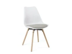Lot De 2 Chaises Scandinaves Coussin Pieds Bois MIA (blanc Gris) -Mobilia Boutique chaise 20121737