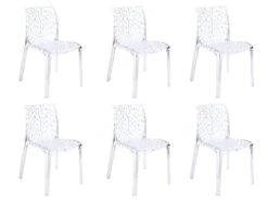 Lot De 6 Chaises Empilables DIADEME - Polycarbonate Plein - Cristal -Mobilia Boutique chaise 202205