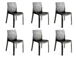 Lot De 6 Chaises Empilables DIADEME - Polypropylène - Gris Anthracite -Mobilia Boutique chaise 202225