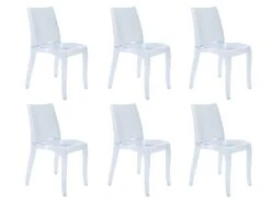 Lot De 6 Chaises Empilables LUCINDA - Polycarbonate - Cristal -Mobilia Boutique chaise 202333