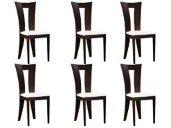 Lot De 6 Chaises TIFFANY - Hêtre Massif - Coloris : Wengé Et Blanc -Mobilia Boutique chaise 203245