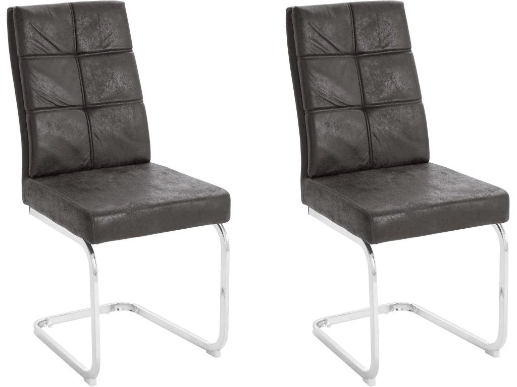 Lot De 2 Chaises De Salle à Manger Rembourrées En Microfibre Gris 3 Lot De 2 Chaises De Salle à Manger Rembourrées En Microfibre Gris