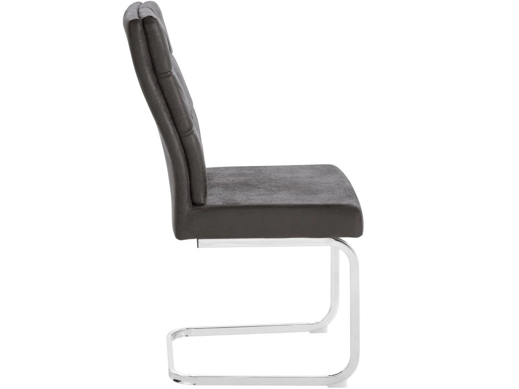 Lot De 2 Chaises De Salle à Manger Rembourrées En Microfibre Gris 5 Lot De 2 Chaises De Salle à Manger Rembourrées En Microfibre Gris – Image 3