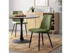 Pack 4 Chaises Sagi Recouvertes De Tissu Vert -Mobilia Boutique chaise 21098437