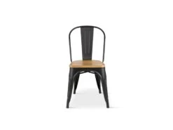 KOSMI - Lot De 4 Chaises En Métal Noir Mat Et Assise En Bois Clair - Style Industriel -Mobilia Boutique chaise 21142133